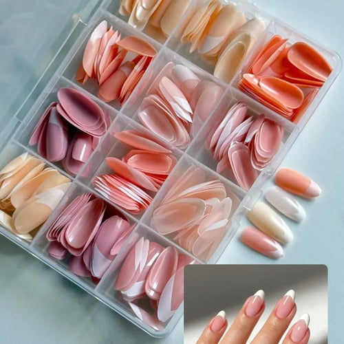 144 Pcs Multicolor Nails Box – Stylish & Durable False Nails for Parties, Weddings & Nail Art