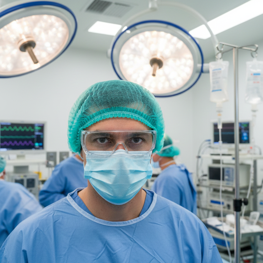 Disposable Surgical Cap – Breathable Non-Woven Fabric | Elastic Comfort Fit | Lightweight Hygienic Design for Medical & Professional Use