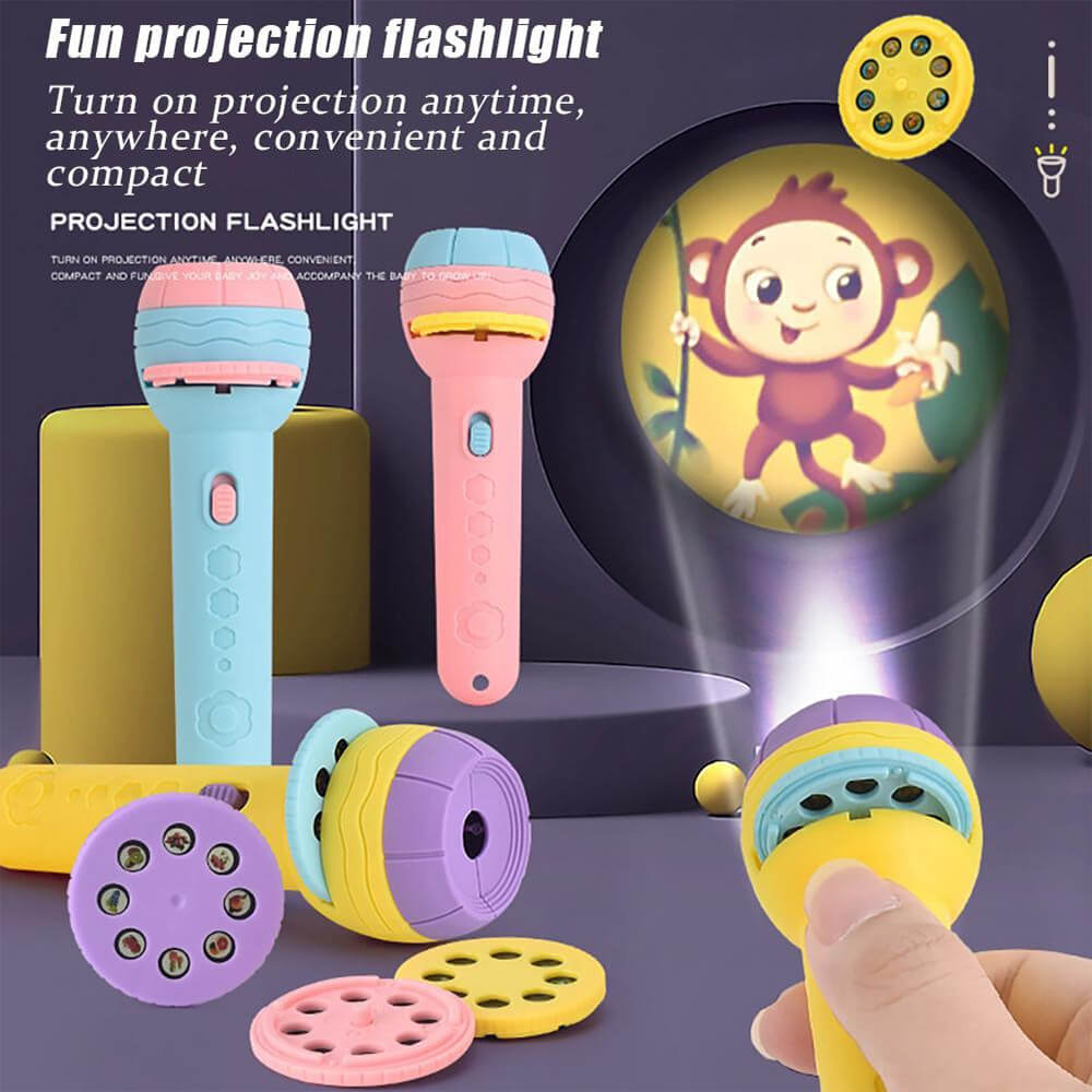 Children's Slide Projector Torch With 4 Reels – Dinosaur & Animal Patterns | Bedtime Night Light | Educational Toy
