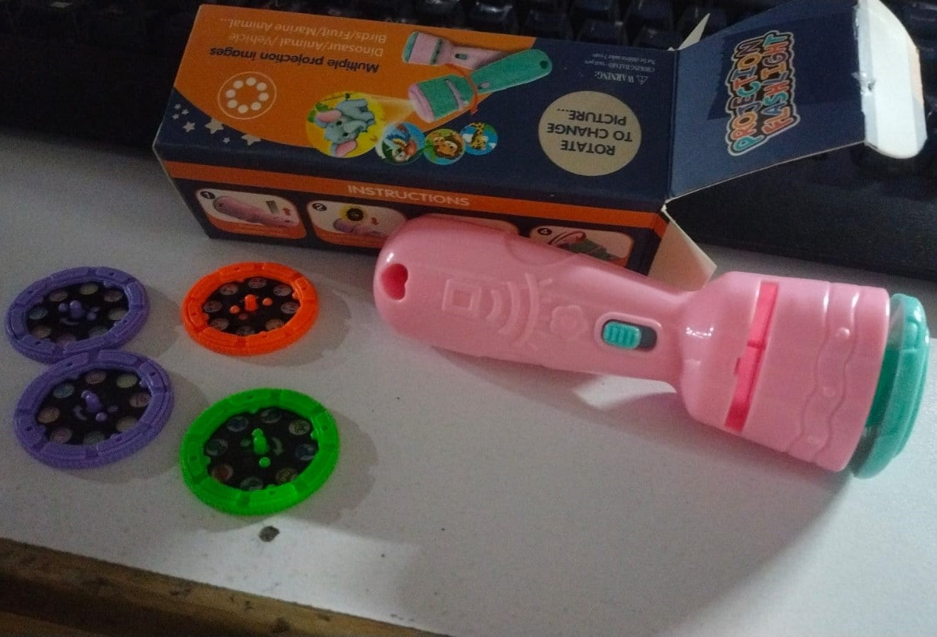 Children's Slide Projector Torch With 4 Reels – Dinosaur & Animal Patterns | Bedtime Night Light | Educational Toy