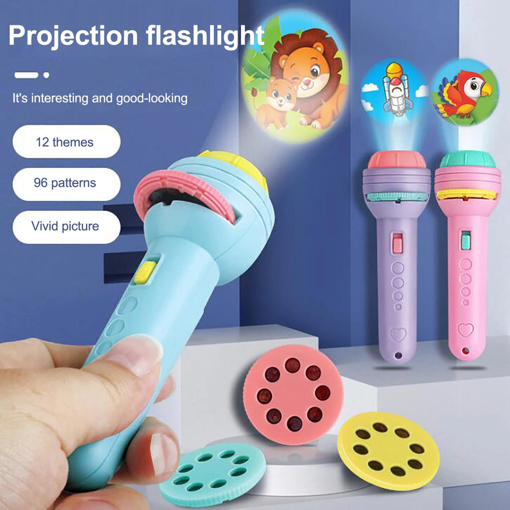 Children's Slide Projector Torch With 4 Reels – Dinosaur & Animal Patterns | Bedtime Night Light | Educational Toy